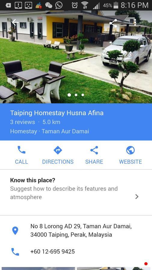 Taiping Homestay Husna Afina Eksteriør billede